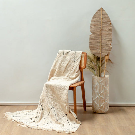 Boho-Decke Linggah, handgewebt aus Baumwolle