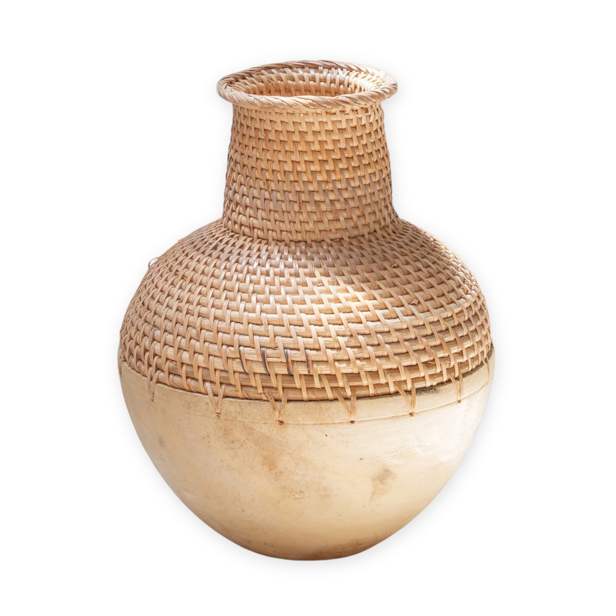 Vase Kamari aus Rattan und Holz