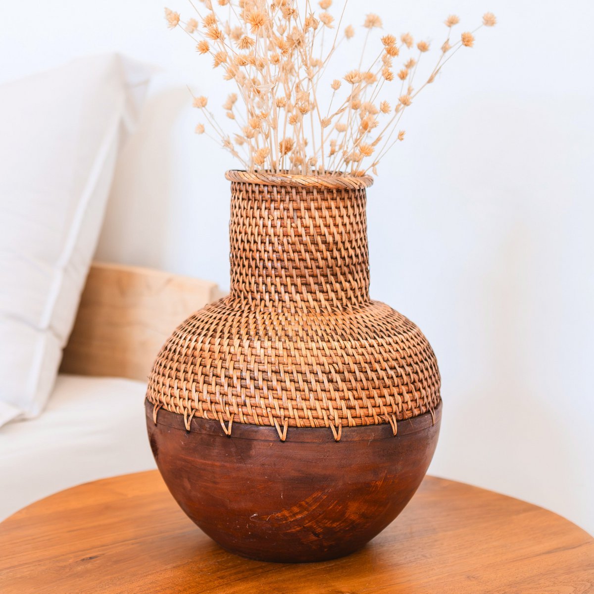 Boho-Dekorvase Kamari aus Holz