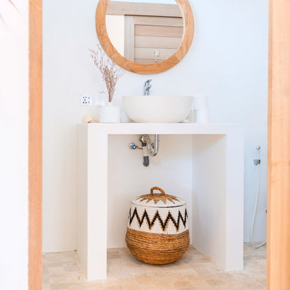 Boho Wäschekorb Palem mit Deckel