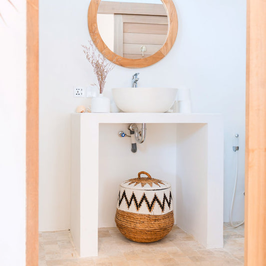 Boho Wäschekorb Palem mit Deckel