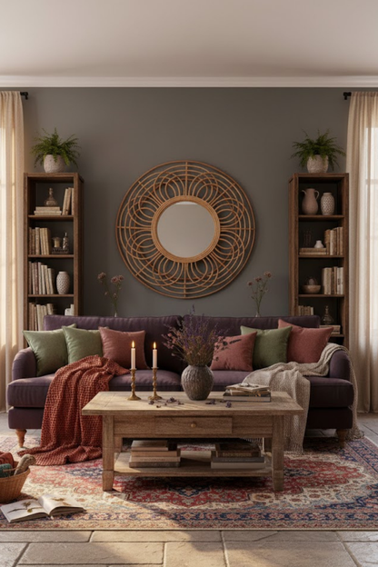 Handgefertigter Boho-Wandspiegel Putuk