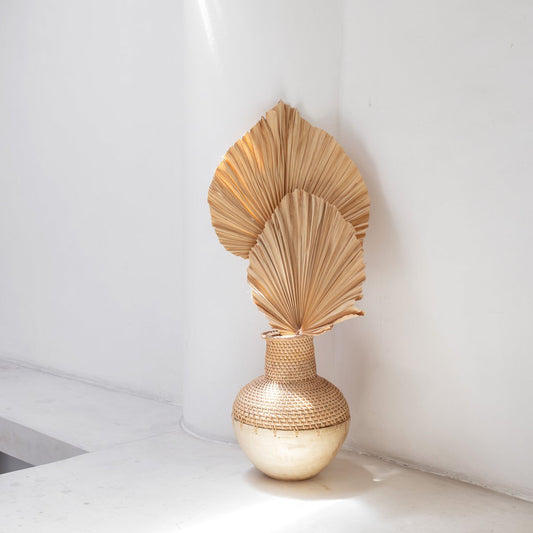 Vase Kamari aus Rattan und Holz