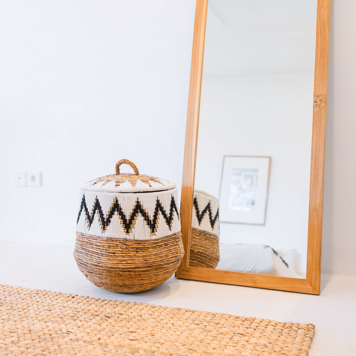 Boho Wäschekorb Palem mit Deckel